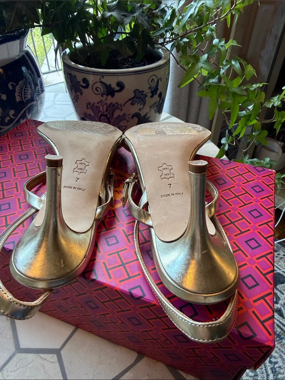 ⭐️ Tory Burch Penelope 65MM Slingback Sandals Mirror Metallic